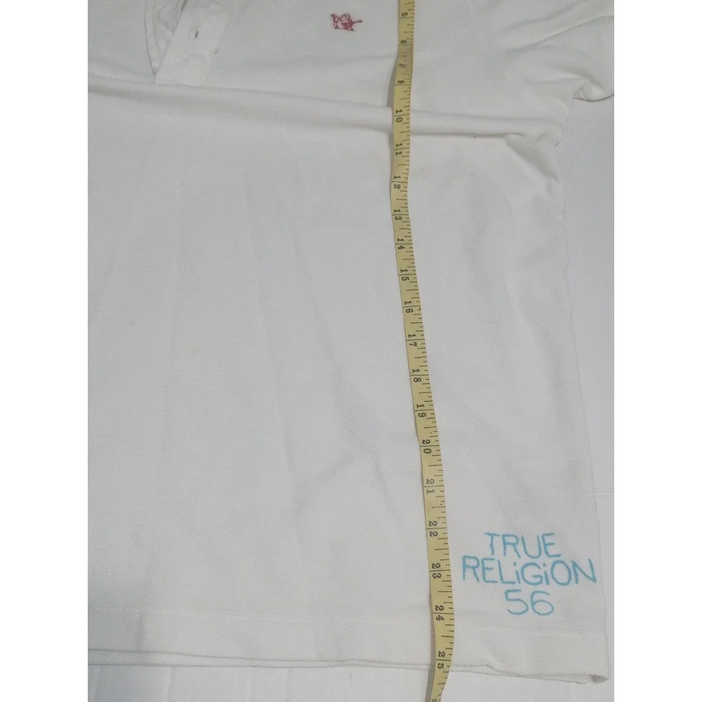 True Religion Vintage Y2K Polo Shirt Mens XXL White Buddha 56 World Tour Graphic